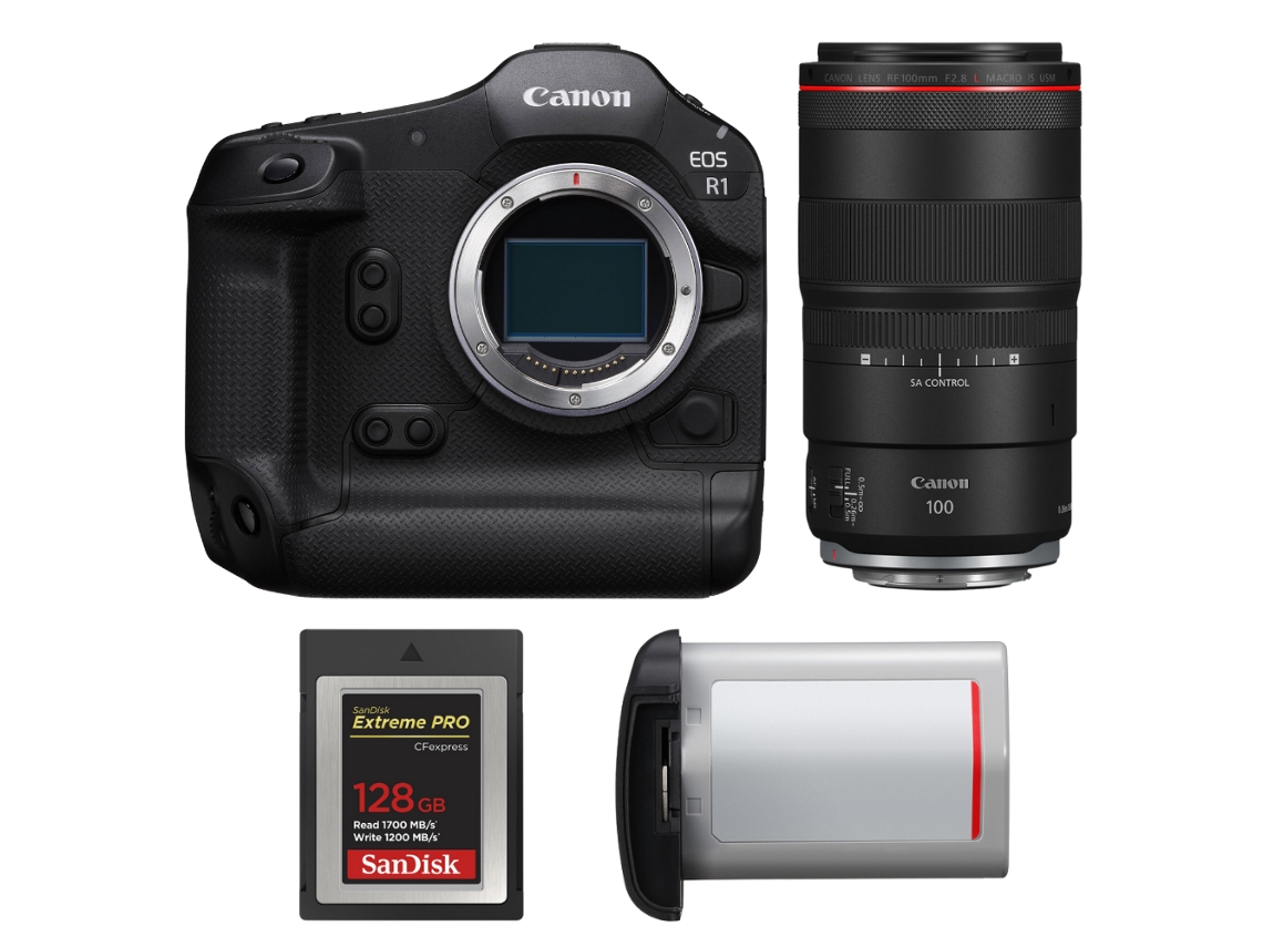 Canon Eos R1 + Rf 100mm F/2.8 L Macro Is Usm + 1 Sandisk 128gb Extreme Pro Cfexpress Type B + Canon Lp-e19 + Ebook Pricedirect