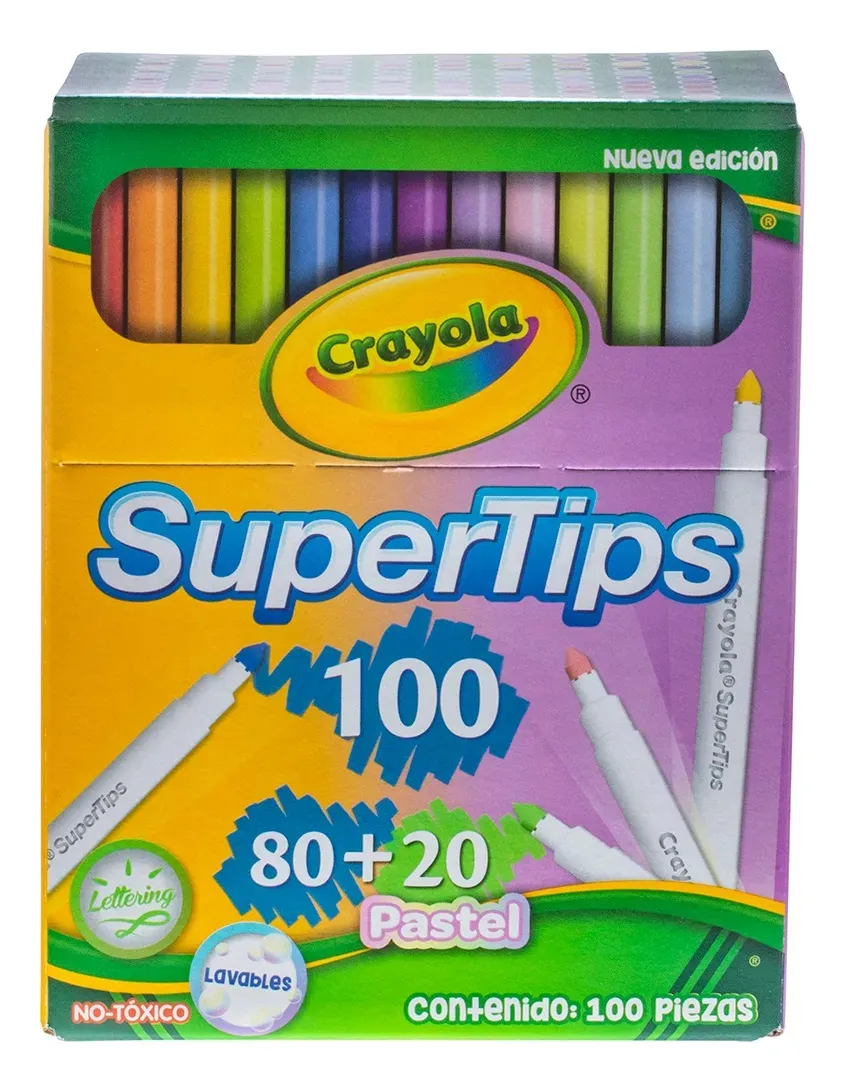 Marcadores Crayola 100 Super Tips Edición Especial Pastelvayotoy