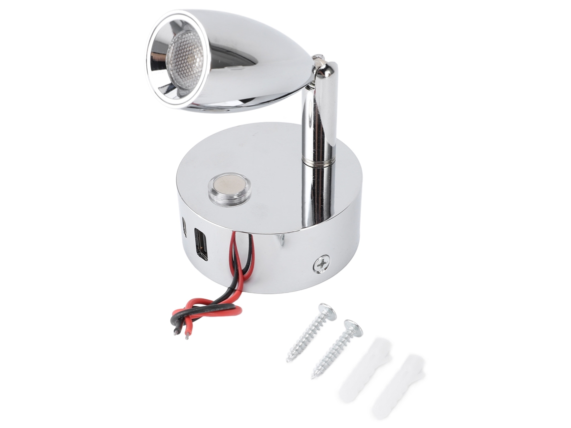2026-lámpara De Lectura Para Rv Con Puerto Usb, 3 Temperaturas De Color, Regulable, Interruptor Táctil, Sconce De Pared, Dc12-24v, Cromado