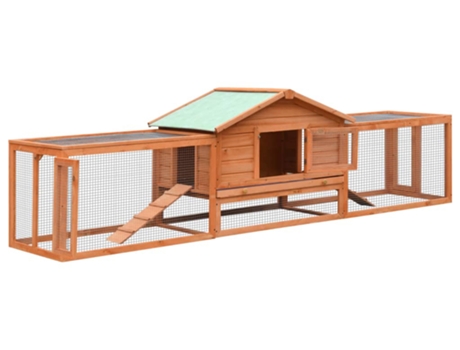 vidaXL Conejera de madera maciza de pino y abeto 310x70x87 cm