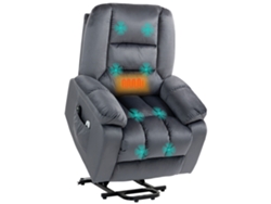 Massagesessel Aufstehhilfe Seniorensessel Relaxsessel, 8 Massagepunkte, 2 Seitentaschen, 85 Cm X 94 Cm X 107 Cm, Gris
