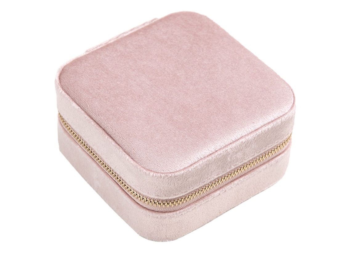 Organizador de Joyas Caja Portátil Joyas Espejo Múltiples Ideal RNEMITERY Rosa (10x10x5cm)
