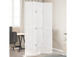 Separador de ambientes | Biombo de privacidad con 3 paneles, madera maciza de paulownia blanca.