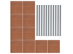 Valla exterior WPC 185 x 1737 cm | Marrón | 10 paneles, 11 postes de aluminio con LED solar | Panel de doble cara | Diseño Monstershop