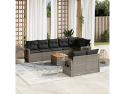 Conjunto de sofá de jardín de 9 piezas con cojines de mimbre gris de DKD Home Decor