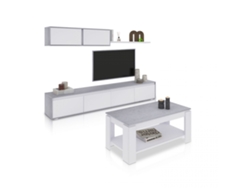 Pack salón con mesa de centro Arlet Plus Blanco Artik (Blanco Mate) - Gris Cemento 200 x 43 x 41 cm