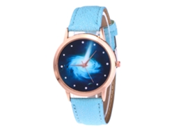 Reloj De Pulsera De Aleación Con Dial Redondo Reloj De Cuartzo Para Parejas Color Azul Claro