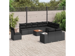 Conjunto de sofás de jardín de 11 piezas DKD Home Decor con cojines de mimbre negros