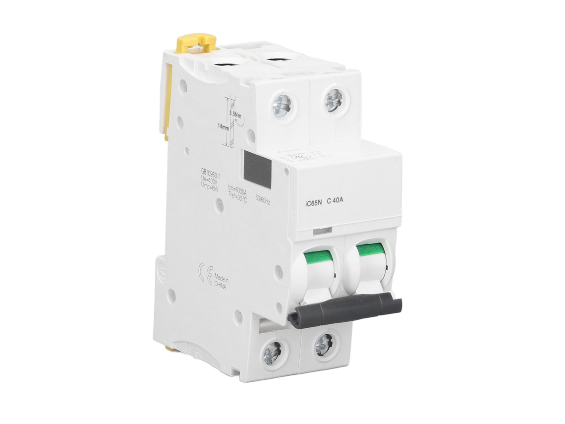 Disyuntor Mcb 2p De Rail Din Contactos De Plata 400v 6000a Capacidad De Corte