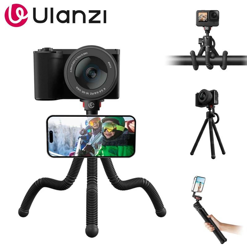 Trípode magnético flexible MT30 para GoPro, teléfono celular MagSafe, DSLR y iPhone 16, con luz de relleno y montaje para teleprompter.