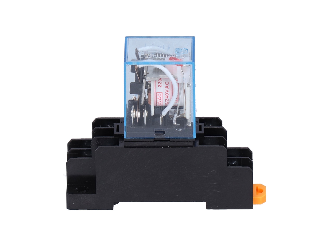 Relé De Potencia Electromagnético Ly2nj De 8 Pines Y 10 A Con Base E Indicador Luminoso Para Motores Industriales.