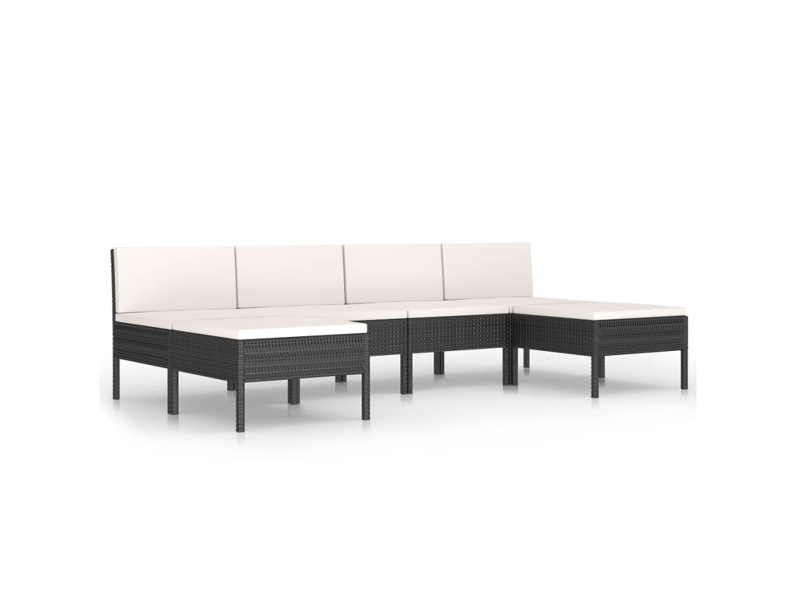 Maison Exclusive - Set Muebles De Jardín 6 Piezas Y Cojines Ratán Sintético Negro