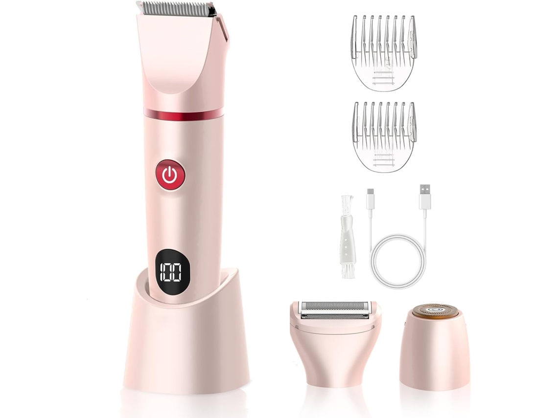 Recortadora eléctrica 3 en 1 para mujer, resistente al agua IPX7, para la línea del bikini, el cuerpo y el rostro, con pantalla LED.
