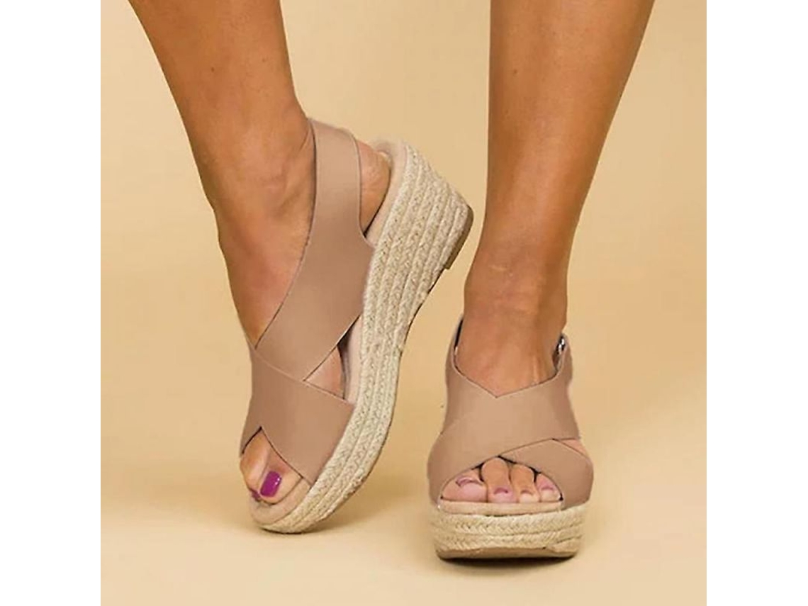 Sandalias De Mujer De Tacón Medio Con Tira En El Tobillo, Alpargatas De Verano, Plataforma, Mwr