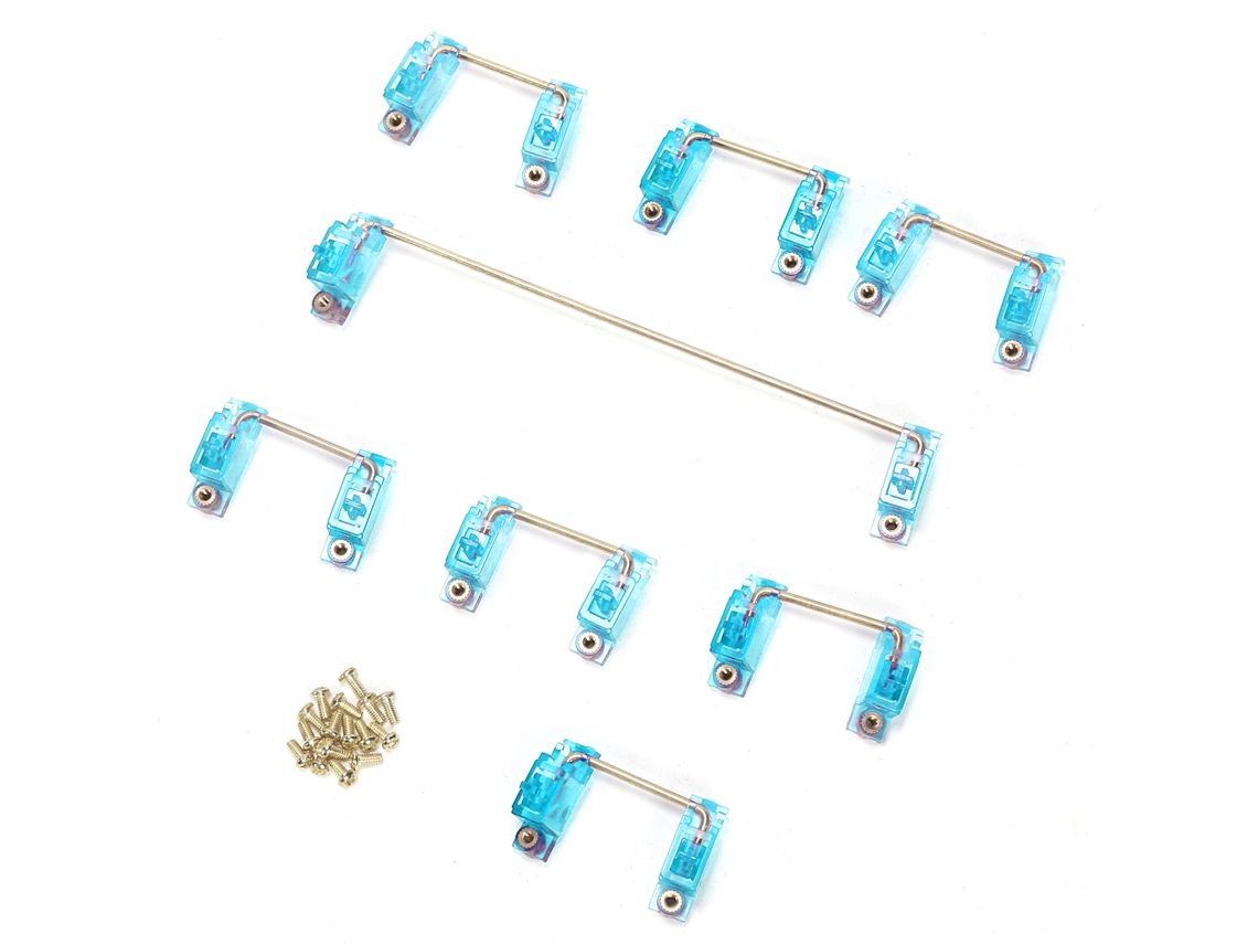 Estabilizador Para Teclado Mecánico De 6,25u Y 2u Con Cable Dorado, Accesorio Para Bricolaje, Azul Transparente.