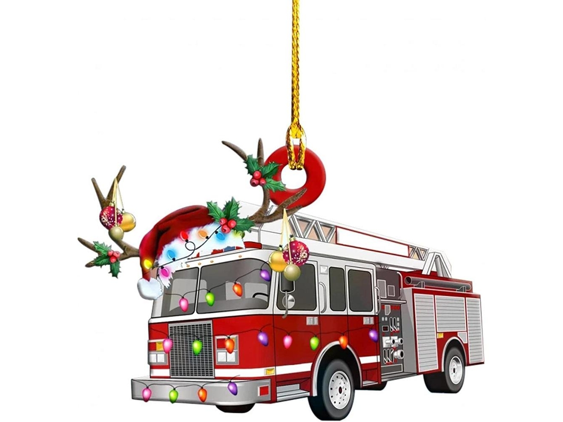 Adorno navideño para árbol con camiones y vehículos