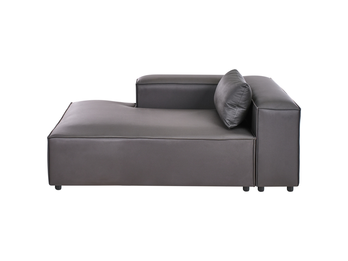 Chaise longue derecha Beliani Brande en piel ecológica vegana negra (121 x 184 x 70 cm)