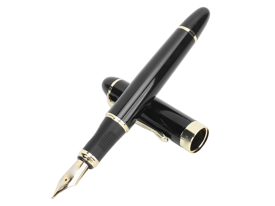 Bolígrafo ergonómico con punta puntiaguda de 0,5 mm, escritura suave, metal, uso comercial, con clip, tinta negra japonesa, punta recta de 0,5 mm.