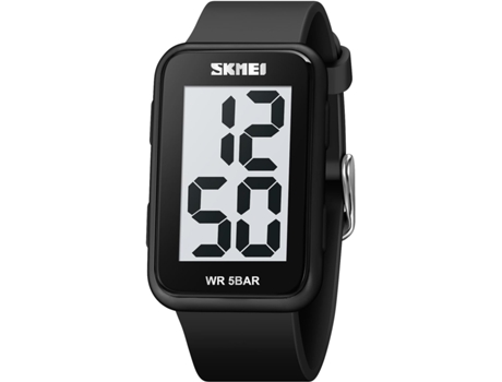 VEANXIN Reloj de pulsera ligero LED cuadrado con retroiluminación impermeable y fecha-blanco negro