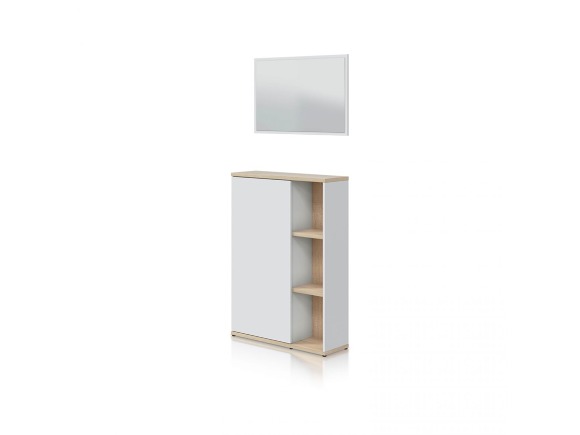 Recibidor Rice Blanco Artik (Blanco Mate) - Roble Canadian 77 x 106 x 24 cm