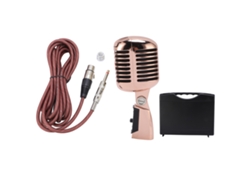 Microfone Dinâmico Retro Com Padrão Cardioide Ajustável Para Palco Ktv Ouro Rosa