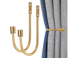 Rebe-2 Brazos De Sujeción De Metal Para Cortinas De Pared U Forma Instalación Fácil Diseño Moderno Negro Azabache