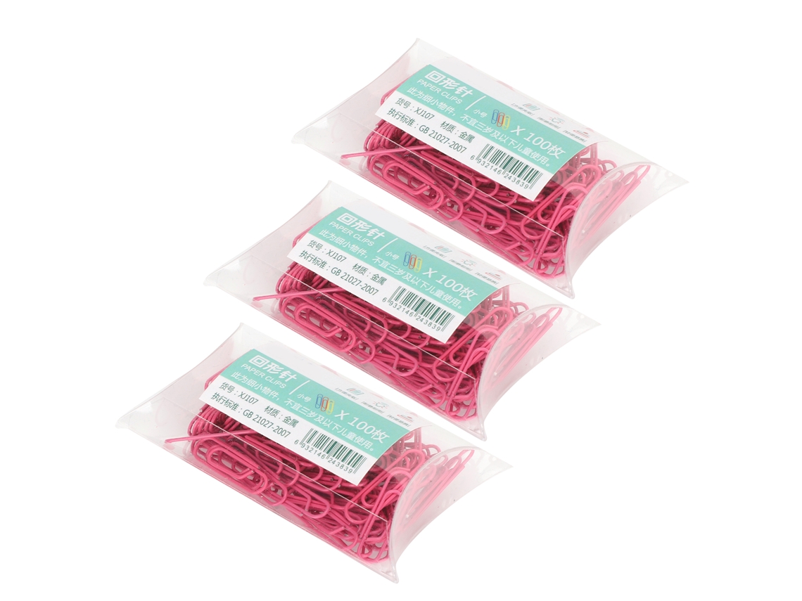 3 Cajas Clip De Papel Pequeño Portátil Forma Rosa Cute Para Clasificación De Archivos