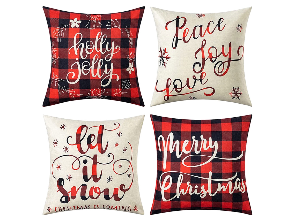 Juego De 4 Fundas De Almohada Navideñas Con Motivos De Copos De Nieve
