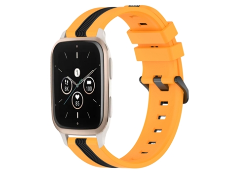 Correa de reloj inteligente para Garmin Forerunner Sq2 Music Correa de reloj de silicona vertical bicolor de 20 mm (amarillo + negro)