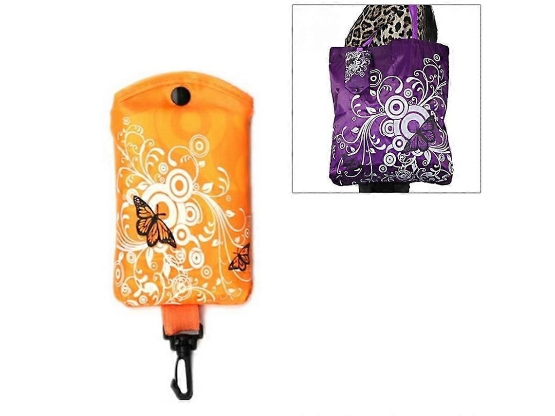 Bolso de compras plegable con estampado de mariposas y flores, bolso de hombro de tela Oxford, bolso de mano reutilizable GOKOCO