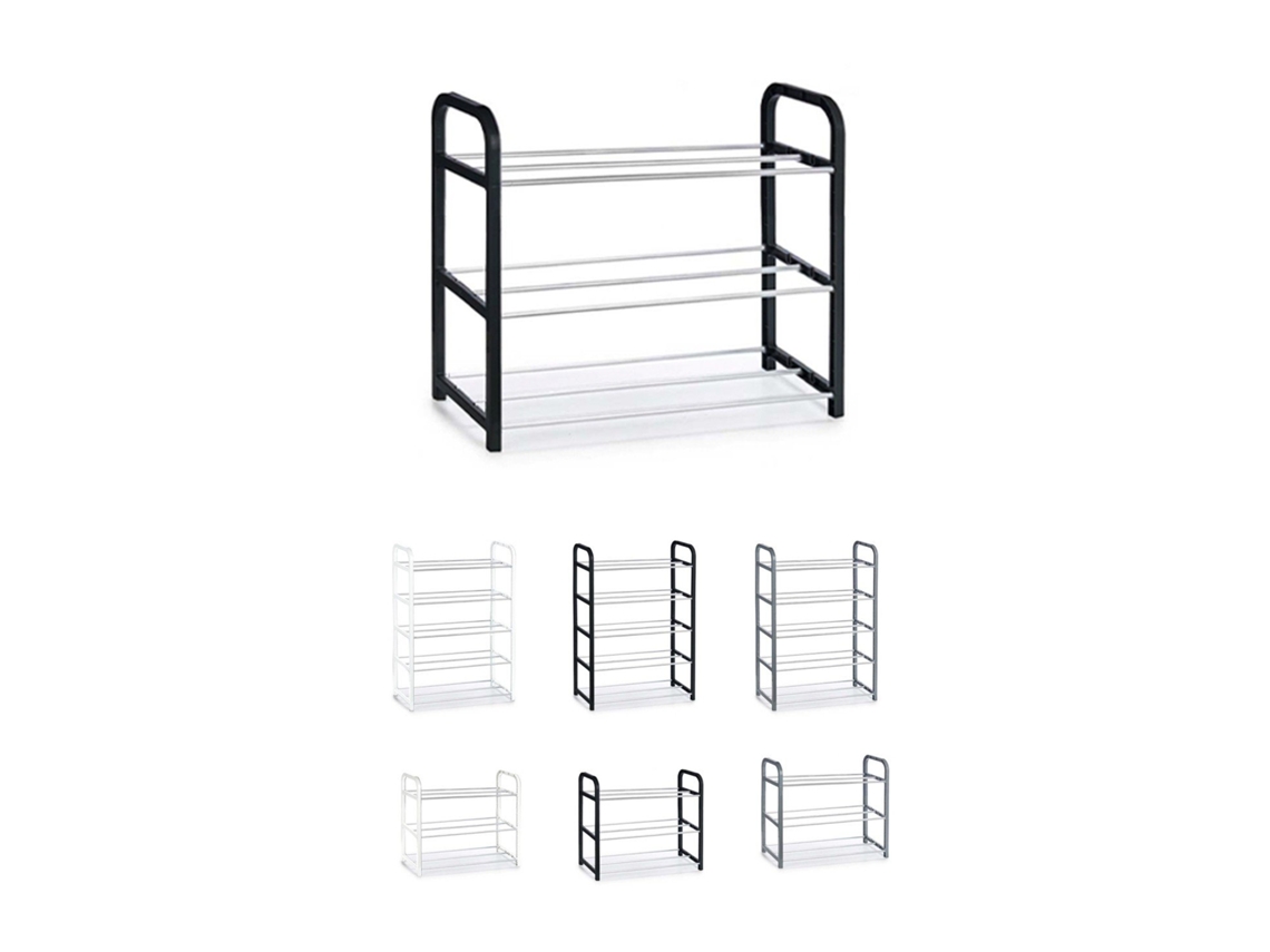 Zapatero De Metal Y Plástico – Zapatero Organizador Ideal Para Recibidor, Pasillos Y Salón Negro 3 Estantes