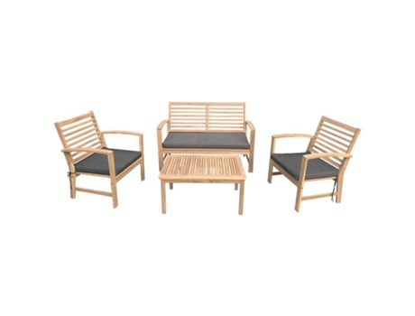 Conjunto de muebles de jardín Acacia Goa de 4 plazas - cojines grises