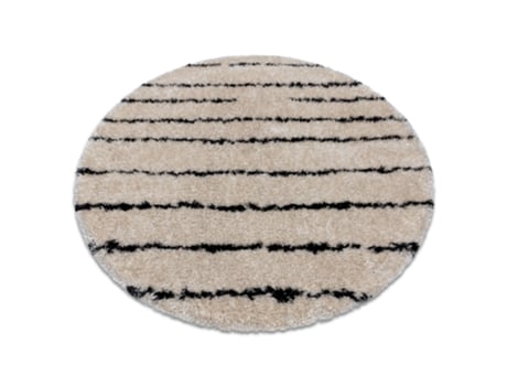 Alfombra Fluffy 2371 Circulo Shaggy Rayas - Crema/Antracita (circulo 160 cm)