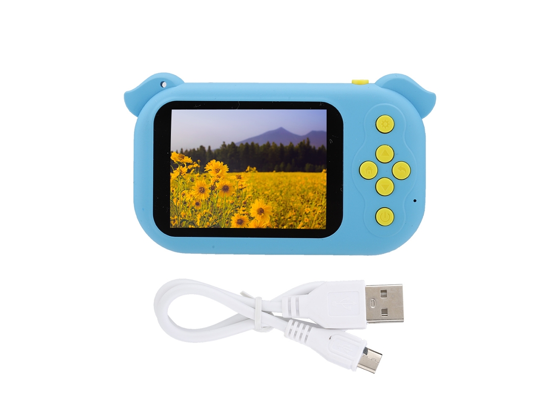 Minicámara Digital Portátil Para Niños, 680 Mah, Compatible Con Tarjeta Tf De Hasta 128 Gb, Diseño De Cerdito Azul