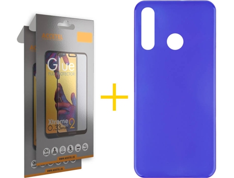 Kit Funda + Protector de Pantalla Huawei P40 Lite-E ACCETEL Cristal Templado 7738 Azul