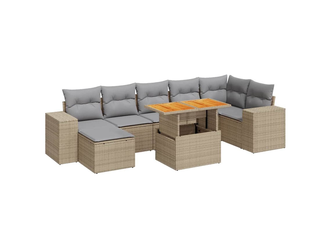 Maison Exclusive - Set De Sofás De Jardín Y Cojines 8 Piezas Ratán Sintético Beige