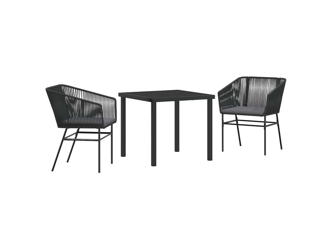 Conjunto De Comedor De Jardín Con Cojín 3 Uds | Mueble De Jardín Negro