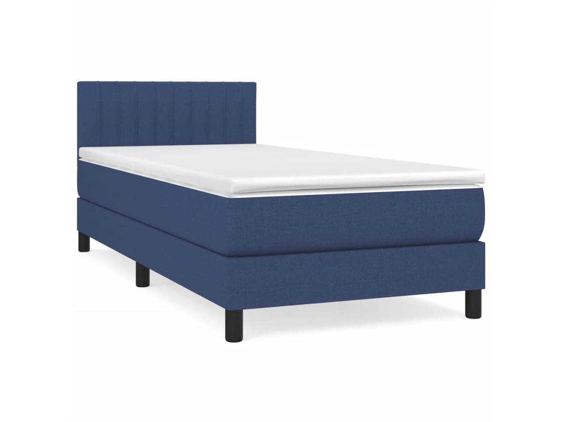 Maison Exclusive - Cama Box Spring Con Colchón Tela Azul 100x200 Cm