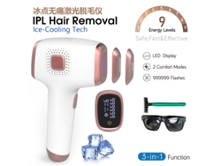 Dispositivo de depilación láser portátil Yunzii Icepoint 3 en 1 con pantalla táctil, indoloro, blanco, con 2 cabezales magnéticos, estándar europeo