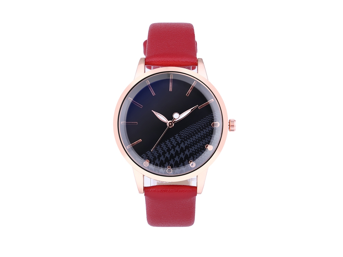 Reloj De Pulsera De Cuarzo Para Mujer Con Esfera Redonda, Elegante E Informal, Color Rojo.