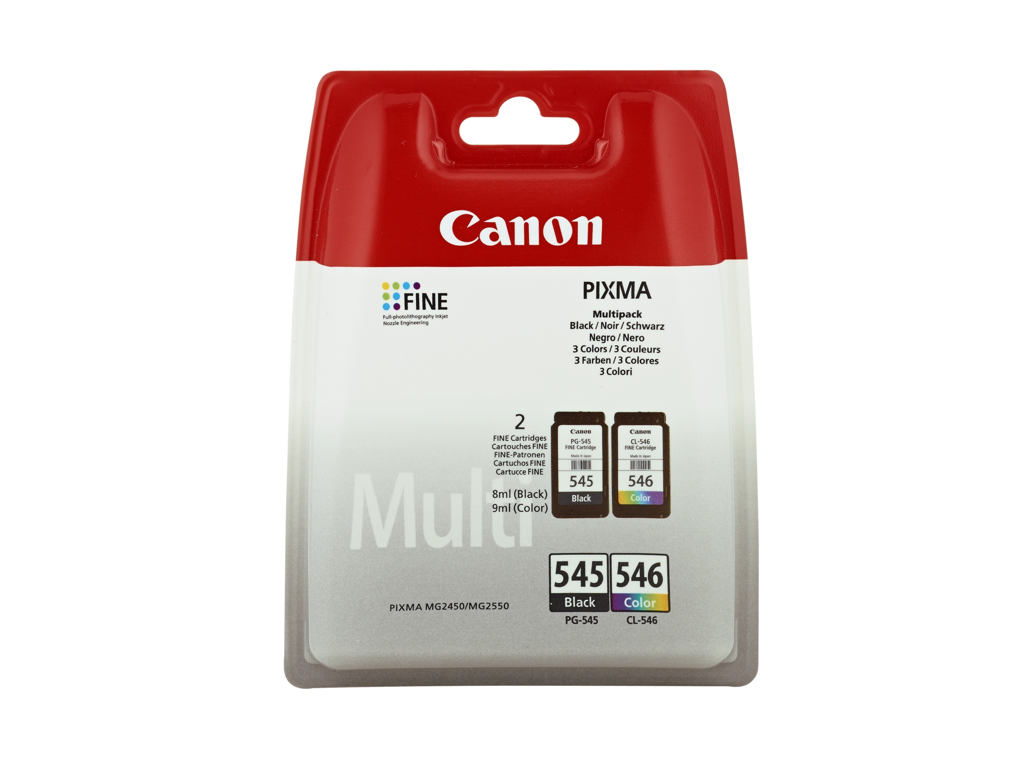 Cartucho de tinta Original CANON PG-545 CI 546 Negro/CMYK  para PIXMA iP2850, MG2455, MG2550, MG2555, MG2950, MG3050, MG3051, MG3052, MG3053, MX495
