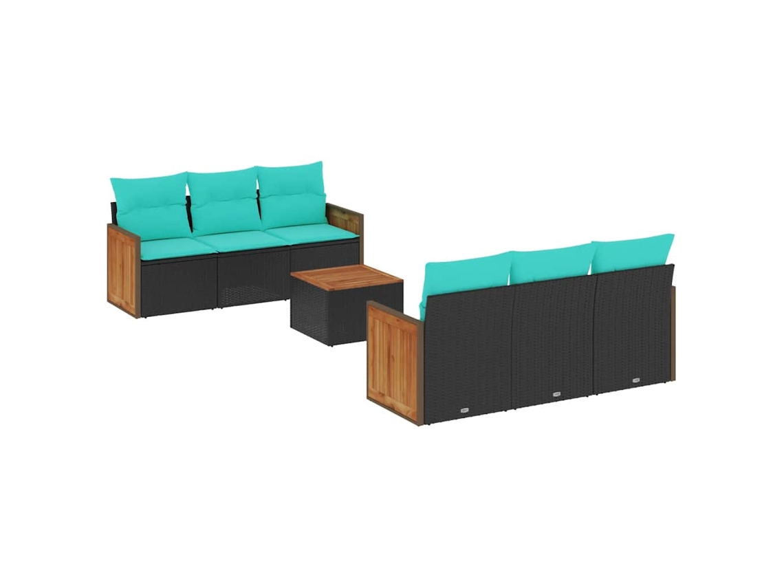 Maison Exclusive - Conjunto De Sofá De Jardín De 7 Piezas Con Cojines, De Poliratán Negro