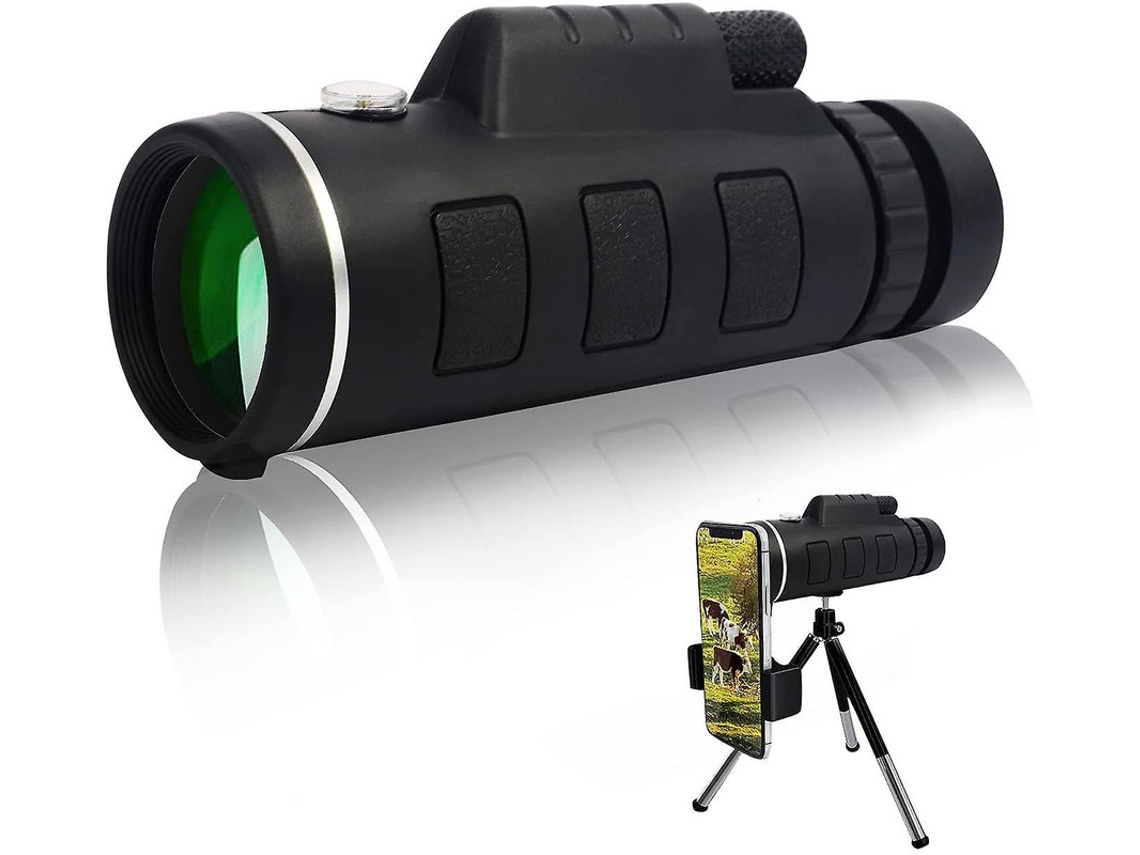 Telescopio monocular 40×60 HD Bak4 Prism IP68 para vida silvestre, senderismo, caza, conciertos, viajes, negro.