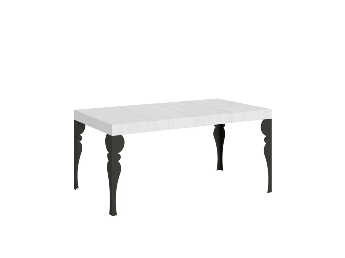 Mesa extensible Paxon Premium 140/400x90 cm, patas de madera de fresno blanco y antracita Itamoby