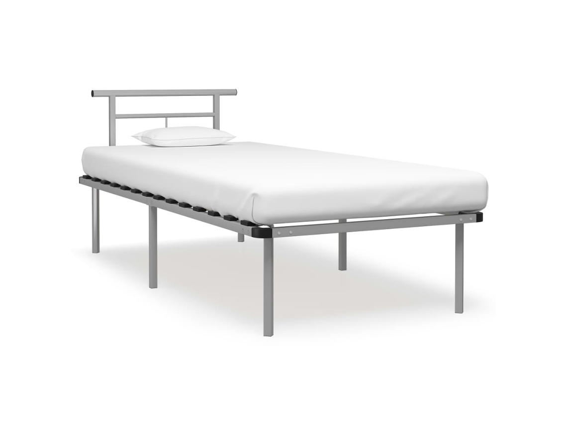 Estructura De Cama Sin Colchón Metal Gris 90x200 Cm