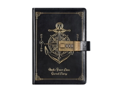 Diario retro con cerradura de combinación, cuaderno de cuero sintético, regalo de cumpleaños, negro/112 hojas Gertiz
