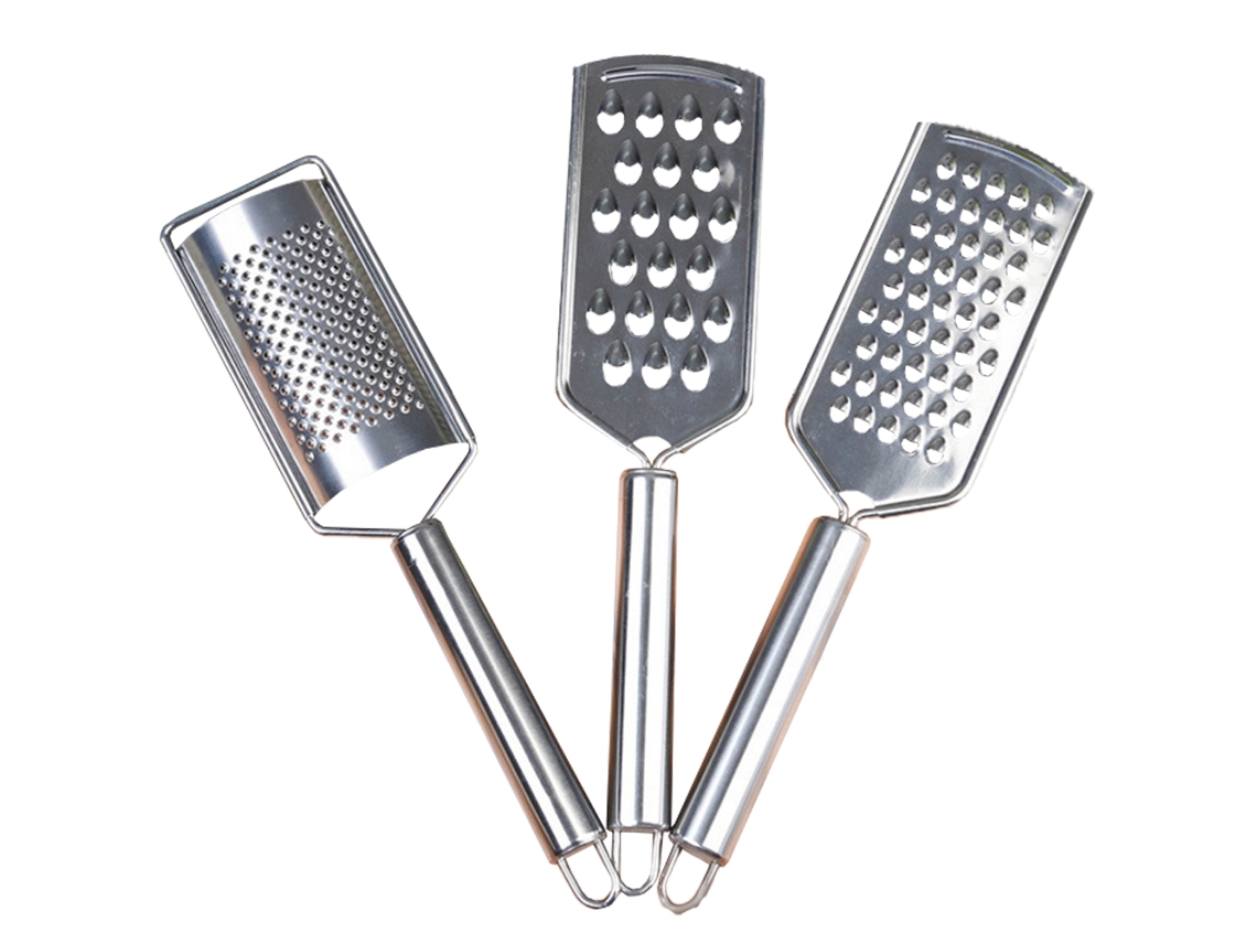 Rallador de queso multiusos Chefs Essential (paquete de 3) con diseño ergonómico y apto para lavavajillas para aventuras en la cocina.