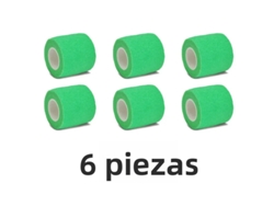 Vendaje de gasa de algodón transpirable, autoadhesivo, elástico, Mdug (verde oscuro, paquete de 6, 10 cm x 4,8 m)