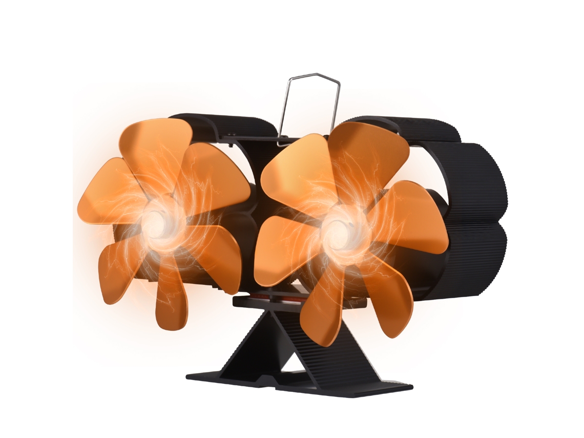 Ventilador Portátil Para Estufa De Leña Con 6 Aspas, Dos Cabezales, Sin Electricidad, Para Chimeneas.