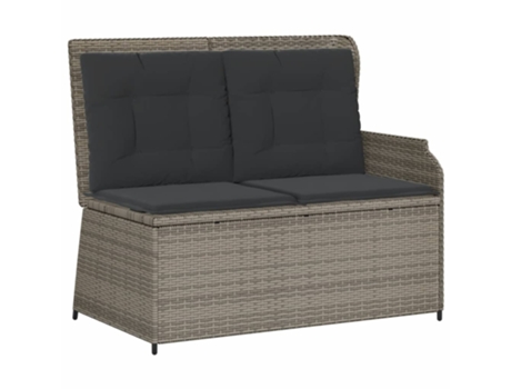 Sillón reclinable de jardín VIDAXL con cojines ratán sintético gris